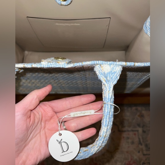 Impressions Online Boutique London Estate Tweed Tote In Sky Blue - One Size - Picture 9 of 10